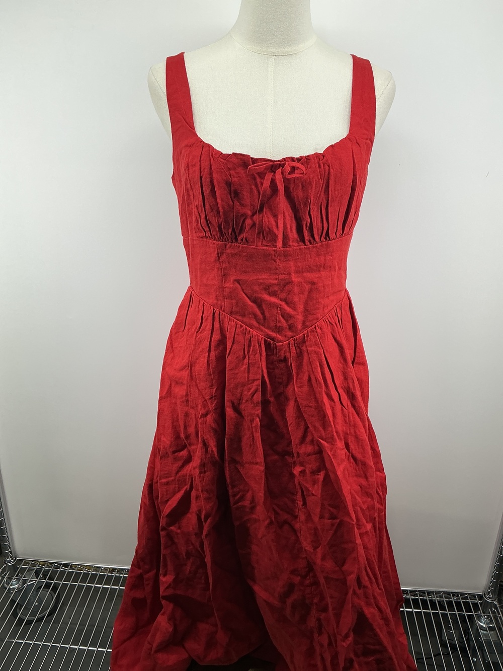 100% European Linen Corset Midi Dress